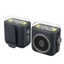 Magnetisk Bakklämma  Högtalare Tidsvisning HiFi Ljud Speldosa Trådlös Nattlampa MP3 Handsfree Samtal Svart