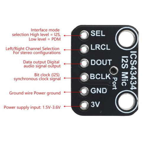 Modulo Microfono Digitale MEMS ICS-43434 Modulo Microfono I2S  1,5 V-3,6 V Modulo Filtro Passa-Basso A Basso Costo 2