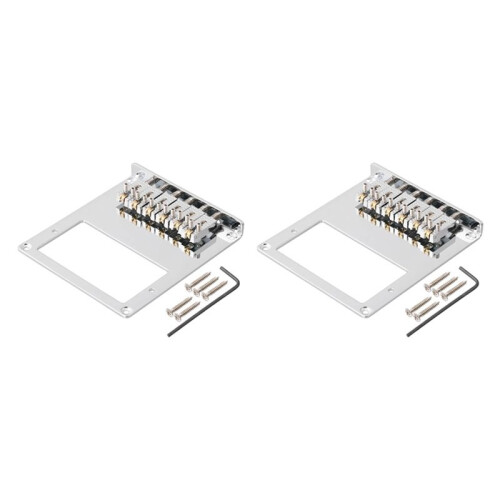 2X 6 Roller Saddle 6 String Humbucker Guitar Bridge for Tele Telecaster Guitar (Chrome)