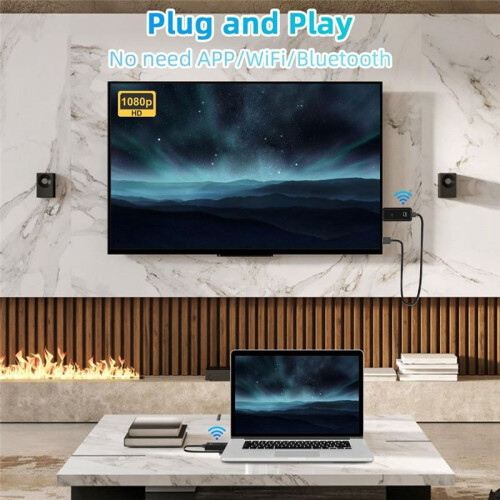 Wireless -Compatible Transmitter and Receiver 100ft/30m, 4K Decode 1080P Output 2.4G/5G Plug& 1