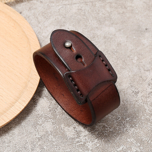 Pulseira de Couro Retro Simples Marrom 2