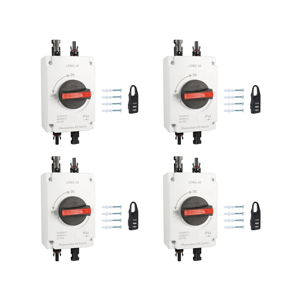 4X Pv Solar Photovoltaic Disconnect Lonq-40 Isolator Solar Ip66 Waterproof Dc1000v 32A 4P 4713319065863