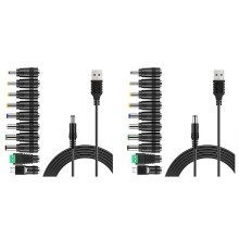 USB-Naar-Gelijkstroomkabel Universele USB-Naar-Gelijkstroom-Aansluiting Oplaadkabel Voedingskabel met 20 Verwisselbare Stekkerconnectoren Adapter