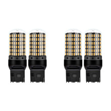 4X Auto 3014 144SMD Canbus T20 7440 W21W LED Lampen voor Richtingaanwijzers Parkeerrem Lamp Achteruitrijlichten Geel