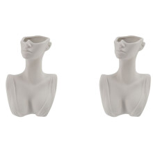 2X Human Face Flower Vases Portrait Vase Decorative Nordic Flower Pot Ornament Ceramics Statue Crafts Home