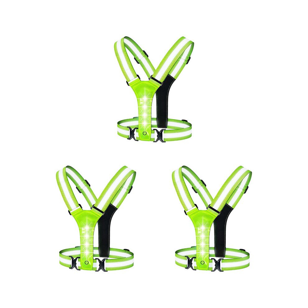 3X Led Reflective Running Vest,Adjustable Elastic Running Safety Gear Led Light Vest Perfect For Running,Cycling 6033240069777
