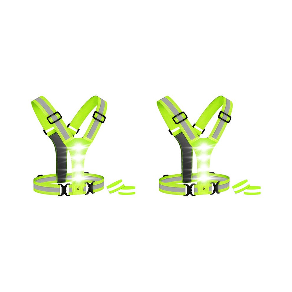 Led Running Vest,Led High Visibility Reflective Vest Safety Vest With 4 Reflective Bands For Cycling Jogging Running 6031702726671