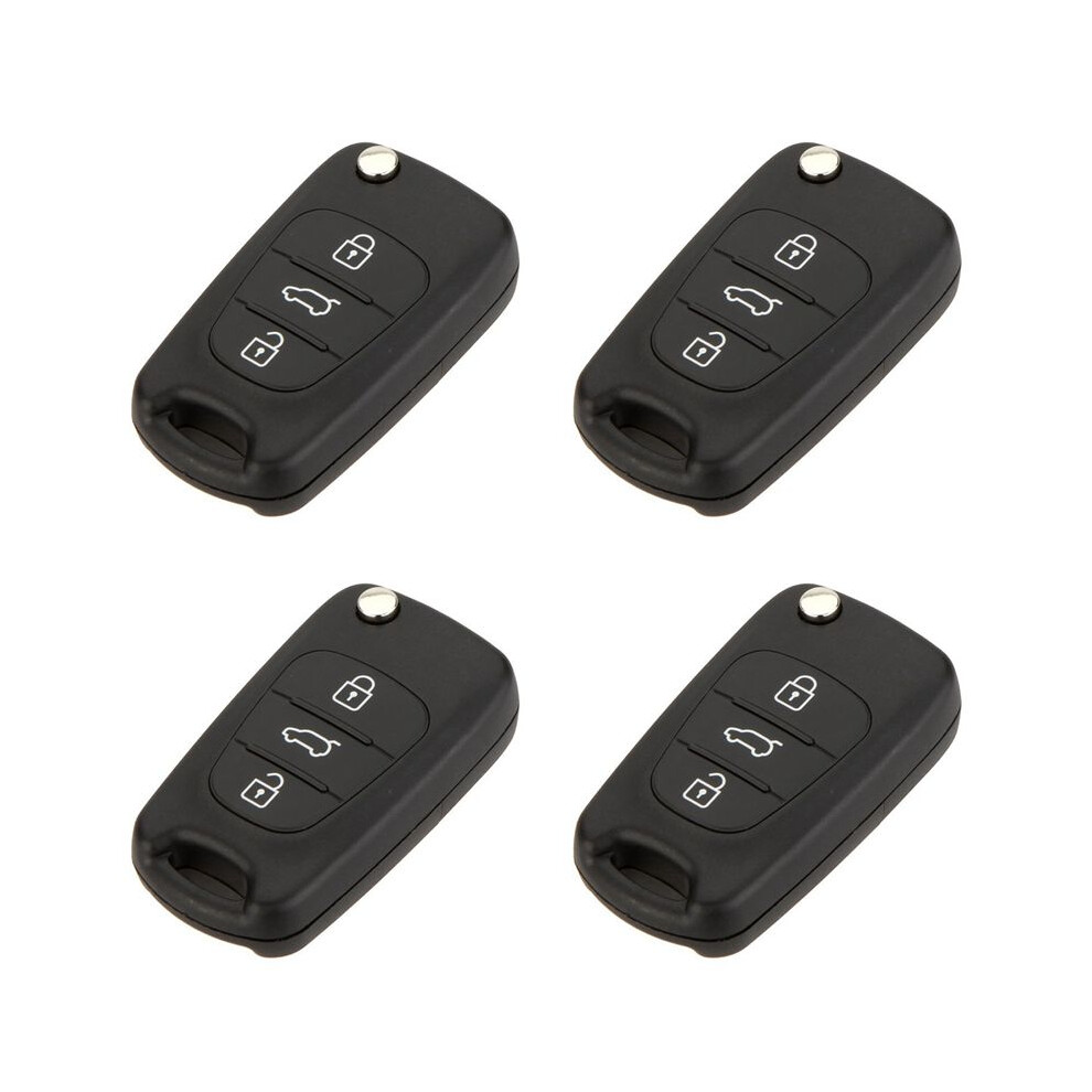 4X 3 Button Keyless Entry Remote Control Folding Flip Car Key Fob Shell Case Combo Compatible With I20 I30 4713767952562