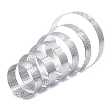 6-Pack Geperforeerde Taartringen, Roestvrijstalen Hittebestendige Cakemousse Ringtaartmousse voor Gebakcakevorm