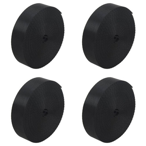 4X Black 10 Yards Nylon Webbing Tape Multi-Use Strap Strapping (25mm) Width