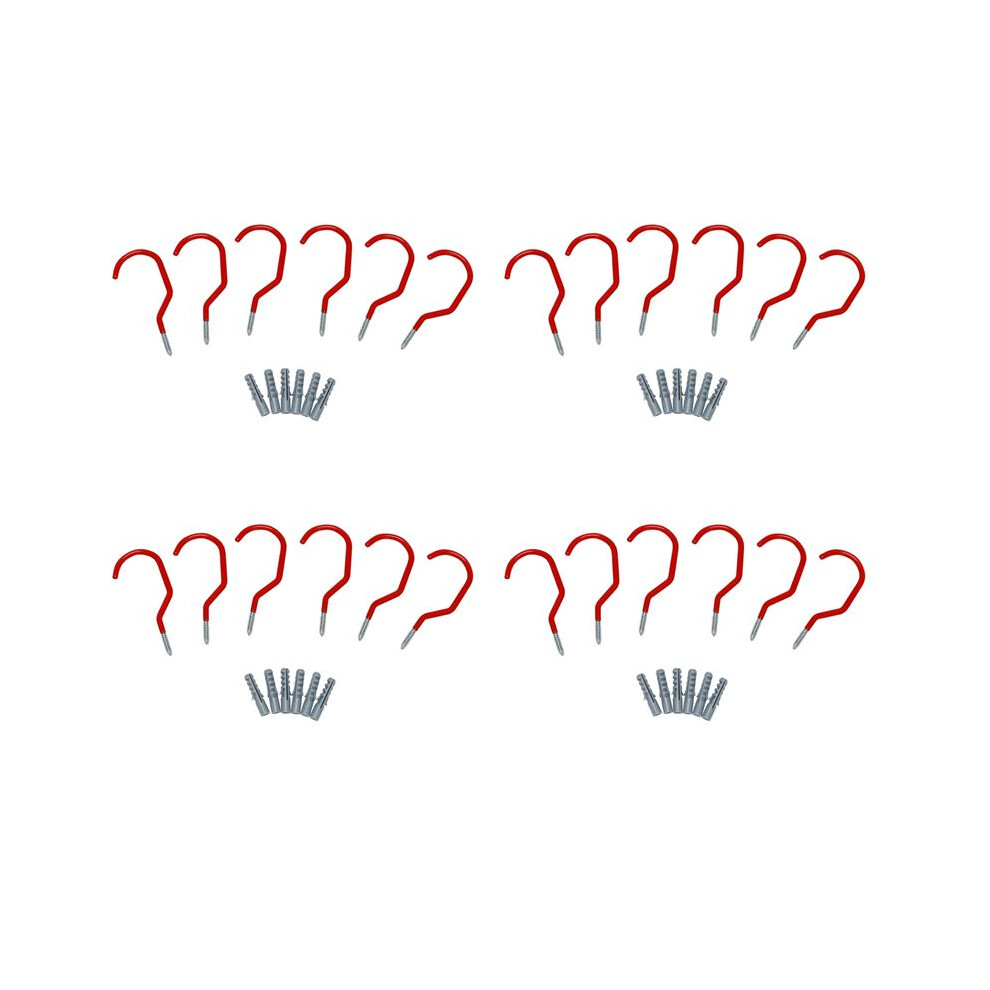 Bike Hooks,Screw-In Utility Storage Hangers Shed Garage Garden Hook Plastic Coated For Wall Mount/Ceiling Red Pack Of 24 4713276354512