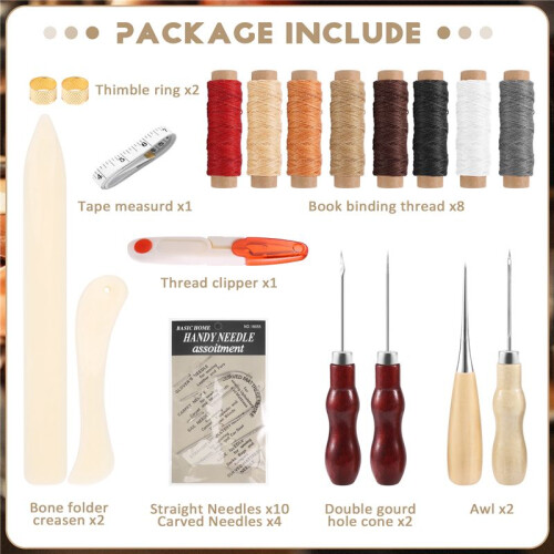 Book Binding Kit,BookBinding Kits for Beginners,Book Making Kit Bookbinding Supplies,Hand Bookbinding Tools 2