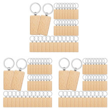 150 Pieces Blank Wooden Key Tag Key Engraving Blanks Unfinished Wood Keychain Key Ring Key Tags for DIY Crafts,Rectangle