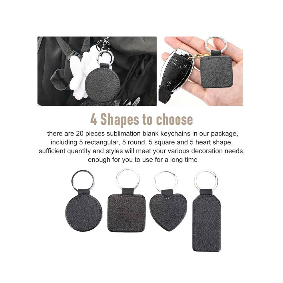 20 Pieces Sublimation Blank Keychains Pu Leather Keychain Pendant Heat Transfer Keychain Ornament For Diy Crafts Making 4711789930049