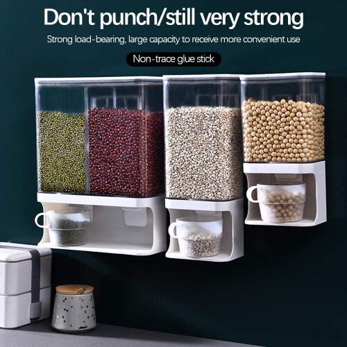 VäGgmonterad Torrmatsdispenser, Genomskinlig Plast, Torrfoderdispenser, TorrfoderfruktföRvaringslåDa-1500ML 2