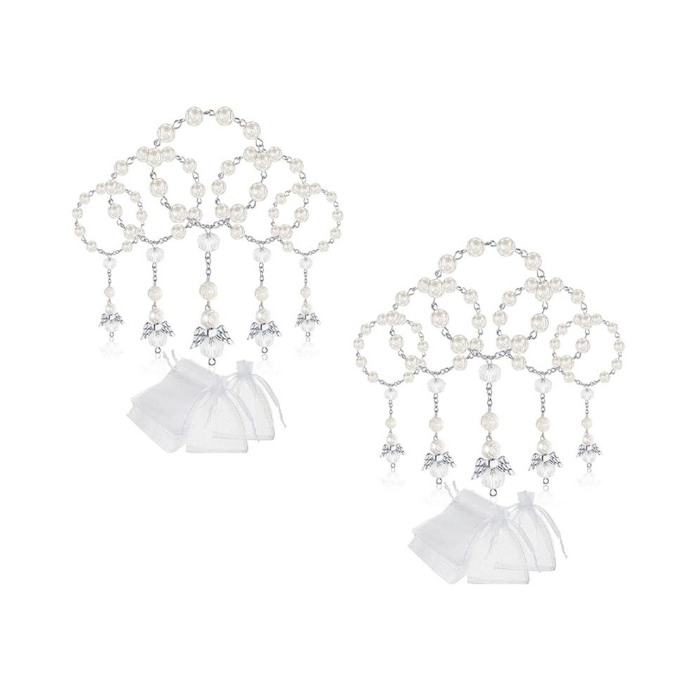 60 Pcs Baptism Acrylic Rosary Beads Rosaries Angel With Organza Bags For The First Communion Baptism Party Favors Typecat