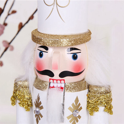 30CM Christmas Decorations Nutcracker Puppet  Wooden Handicraft Christmas Desktop Decorations Silver 2