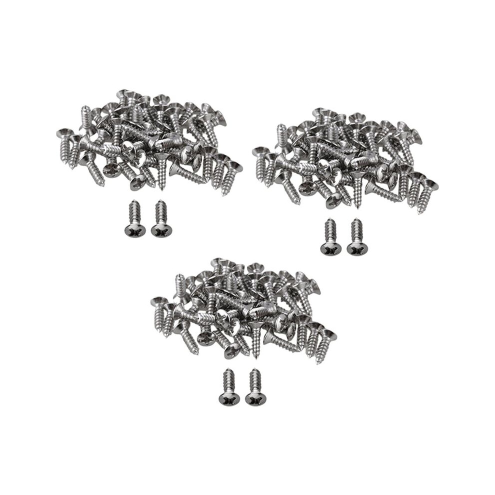 150X Guitar Bass Screws Parts For Scratchplates Pickguard, Silver 6031632506695