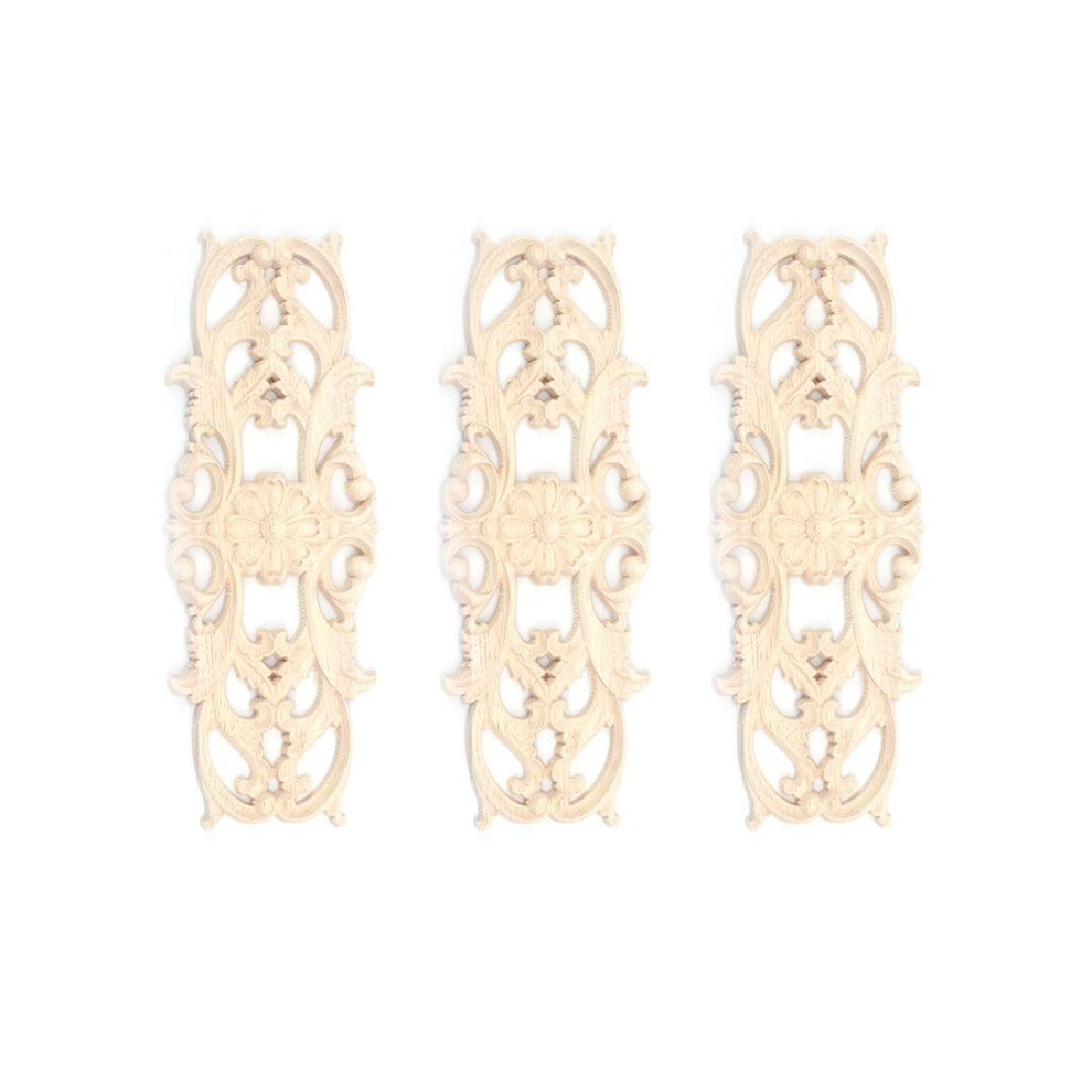 Typecat 3X Rubber Wood Carved Applique Retro Furniture Crafts Decor New(22.5 X 8Cm)