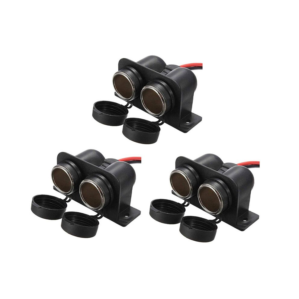 3X Cigarette Lighter Socket 12V Waterproof Dual Power Plug Outlet With Wire For Car Motorcycle Scooter Boat Atv Rv 4712931209587