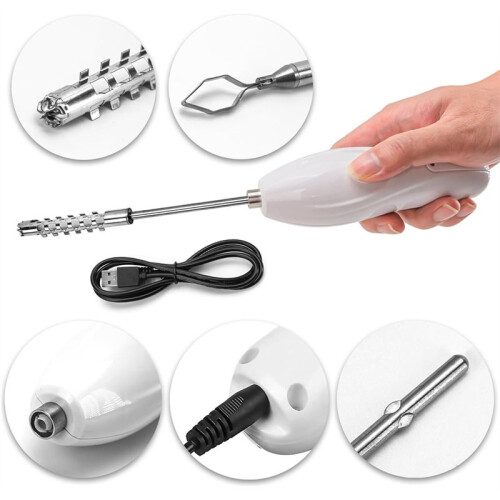Corer Tool Portable Vegetable Corer Cordless,Electric Scraping Scale Machine with 2 Cutter,Stainless Steel Fruit Digging 2