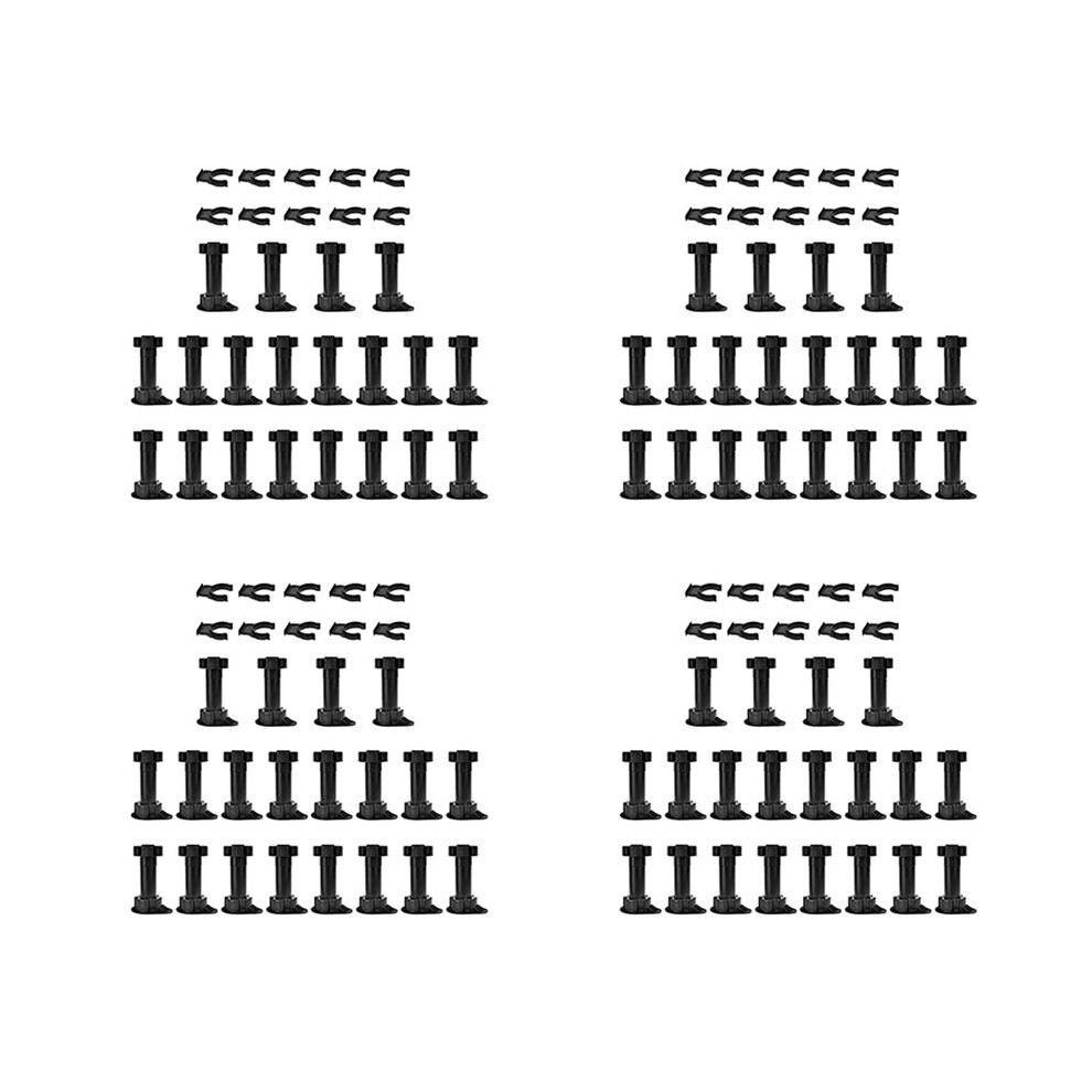 80Pcs Furniture Feet Adjustable Cupboard Foot Leg Unit Cabinet Legs With Kick Board Clips For Kitchen Bathroom Cabinet 4712379989997