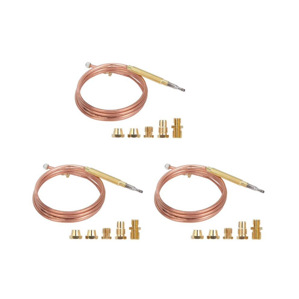 3X Universal Gas Stove Thermocouple With 15Pcs Nuts Heating Gas Burner Replacement Thermocouple Adaptor 4712923656719