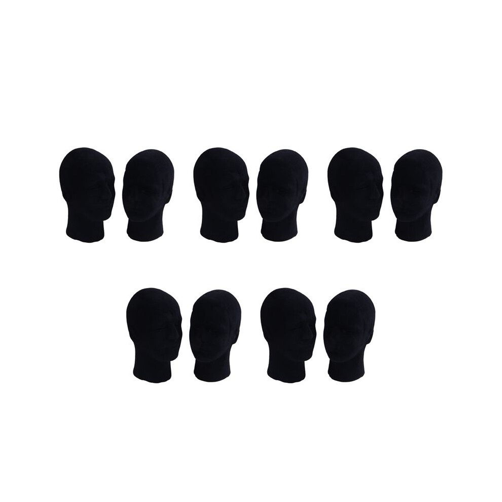 Typecat Polystyrene Black Foam Men Model Mannequin Dummy Stand Shop Display Hat, 10 X Black