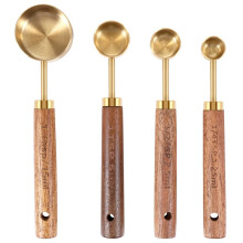 Ensemble de CuillèRes à Mesurer Manche en Bois en Acier Inoxydable CuillèRe à Mesurer Kit D'Outils de Cuisson Accessoires de Cuisine 1