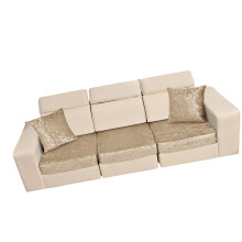 3 stuks stretch bankhoes en 2 stuks kussensloop-Champagne