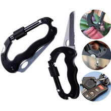 Mosquetão multifuncional, canivete dobrável, equipamento de sobrevivência versátil para aventuras ao ar livre, resistente, durável, compacto,