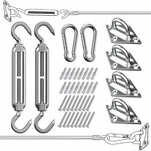 Kit de ferragens reforçado para vela de sombra, kit de instalação externa em aço inoxidável para retangulares, quadrados e triângulos, inclui