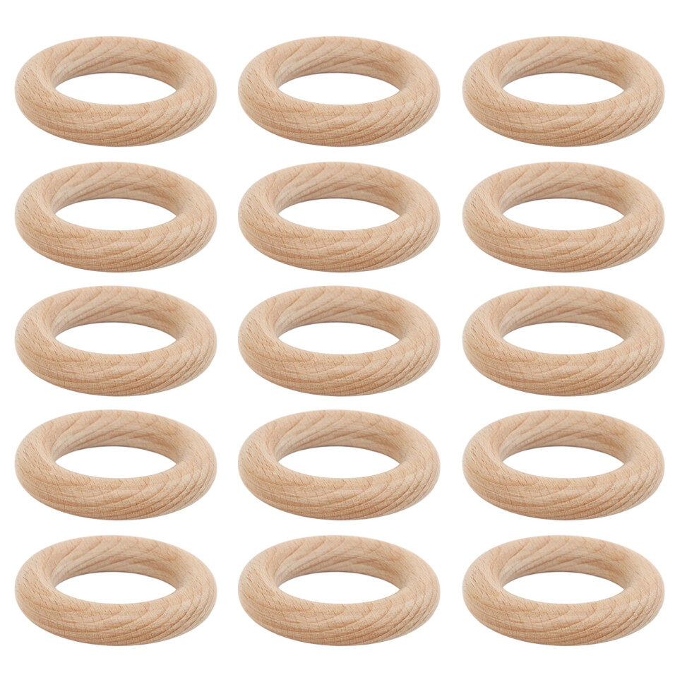 30Pcs Beech Wood Rings Diy Crafts Home Decor Accessory Set 6.5Cm 8341370952400