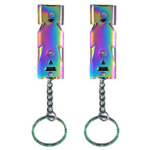 Emergency Survival Companion, Double Tubes Whistle With High Pitch Stainless Steel Loud Sound For Easy Access In Emergency Situations, Waterproof And