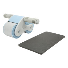 Core Strengthening Trainer, draagbare fitnessapparatuur, dubbele buikspierroller met ergonomische antisliphandgrepen, stabiele brede basis,