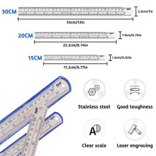 Professionelles Metalllineal-Set, hochwertige Edelstahllineale für präzise Messungen und flexible Anwendung in verschiedenen Bereichen (3-teilig)