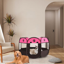 Cercado dobrável para cães e gatos, canil premium com cobertura removível e bolsa de transporte, gaiola portátil ideal para uso interno e externo.