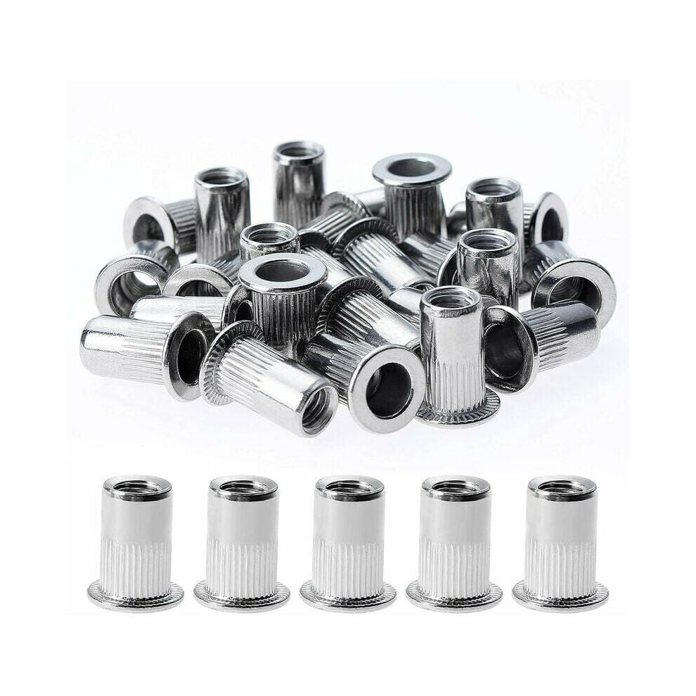 Assortment Kit Of Stainless Steel Rivet Nut, Portable Rivetnut Insert Set For Multi Use, 150Pcs Flat Head Threaded Rivet Nut With Deep Internal 9358999436203