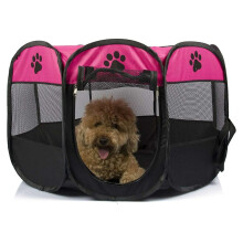 Opvouwbare hondenren voor puppy's, honden en katten, draagbare hondenbench met draagtas en afneembare zonnekap, achthoekige speelren voor huisdieren,