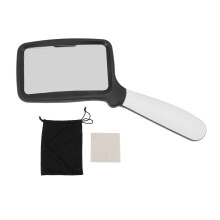 Lente d'ingrandimento rettangolare, pieghevole, portatile, con illuminazione a LED dimmerabile, per ipovedenti e per la degenerazione maculare.