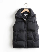 (Black, XL) Women's vest, short style, autumn and winter new item, Korean version, down and cotton jacket, loose jacket