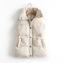 (Off-white, S) Women's vest, short style, autumn and winter new item, Korean version, down and cotton jacket, loose jacket