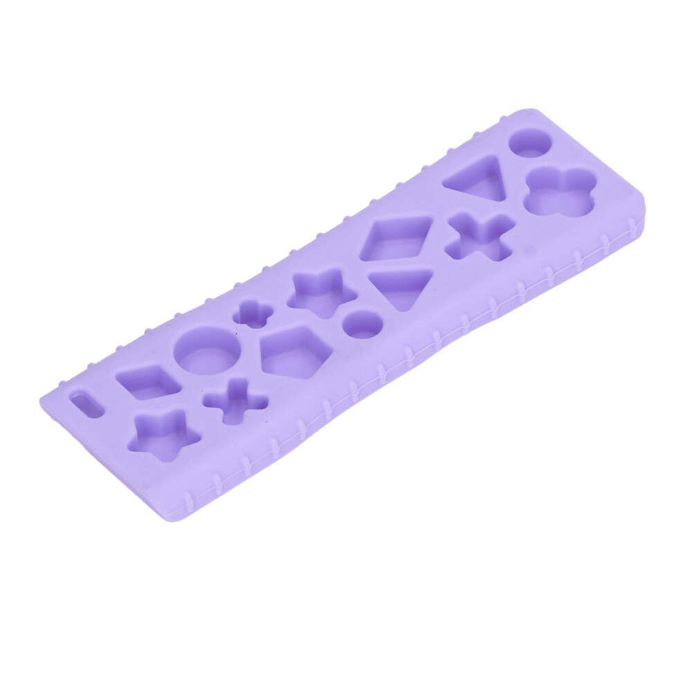 Baby Tv Remote Shape Teether Toy, 37 Keys Silicone Chew, Bright Purple