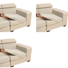 T Shape Stitching Jacquard Sofa Cover Prevents Wrinkles-White
