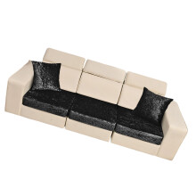 Pack of 5 Soft Polyester Sofa Slipcover and Pillow Cover-Black