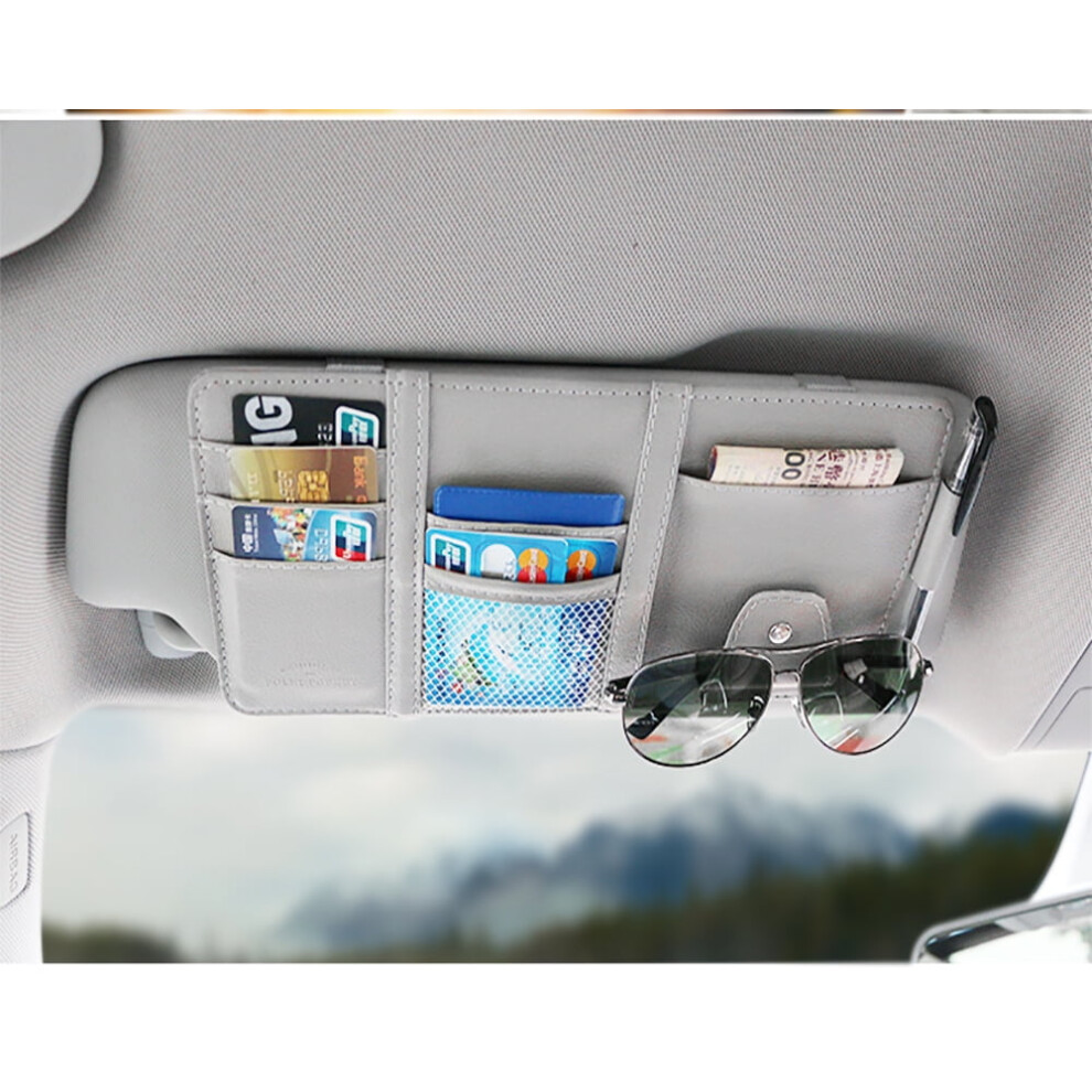 Multifunctional Auto Visor Document Holder For Drving License, Cards, Pen, Sunglasses Clip, Easy Installation, Universal Fit Car Sun Visor Organizer, 9169997249173