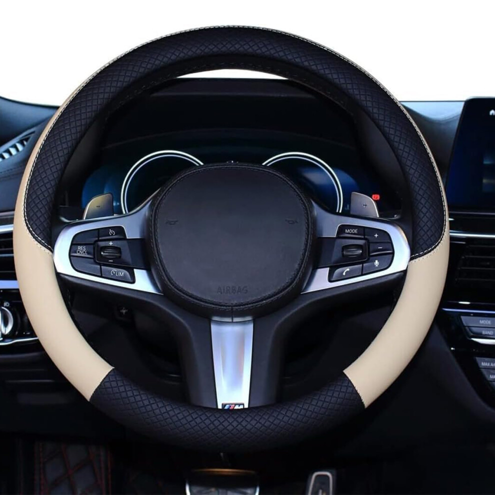 Genuine Leather Steering Wheel Cover, Anti Slip Design Ensures Safe Driving, Universal Fit For Most Cars, Trucks, Suv (Microfiber Leather) 9169997249647