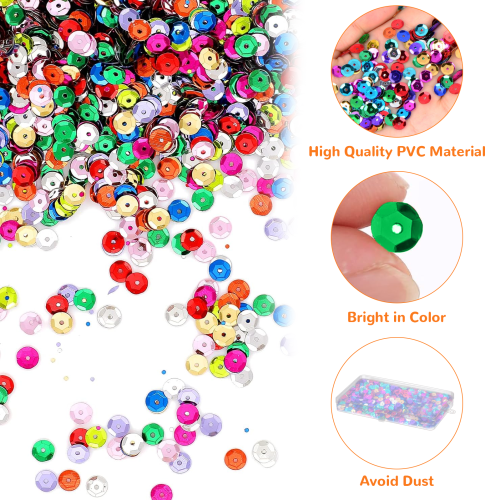 Loose Sequins For Dazzling Creations, Assorted Colors Iridescent Spangles, Flat Beads For Sequin Slime, Includes Protective Storage Box (30000 Count) 1