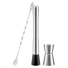 Edelstahl Cocktail Muddler, Ruehrloeffel, Jigger Set, Bar Tool Set fuer Bar Party Wein Cocktail Drink Shaker