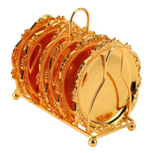 Series 6 Piece Roller Coaster Drink Coaster Decorative Frame Non-Slip Metal Coaster Desktop Display With Pole Frame, Kitchen, Coffee Table
